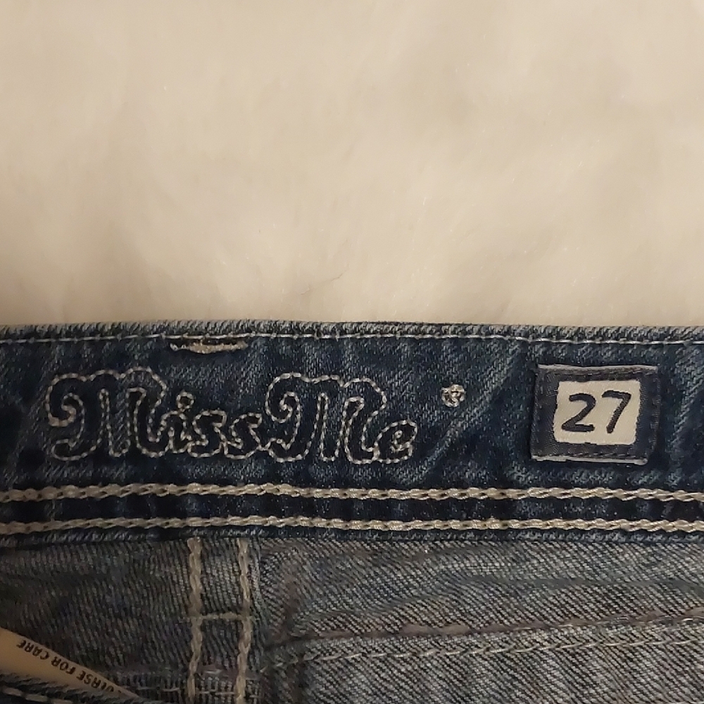 Miss Me Blue Boot Cut Jeans with Fleur-de-Lis Embroidery - Picture 3 of 9